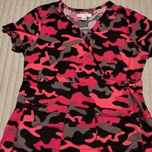 Pink Camo Scrub top